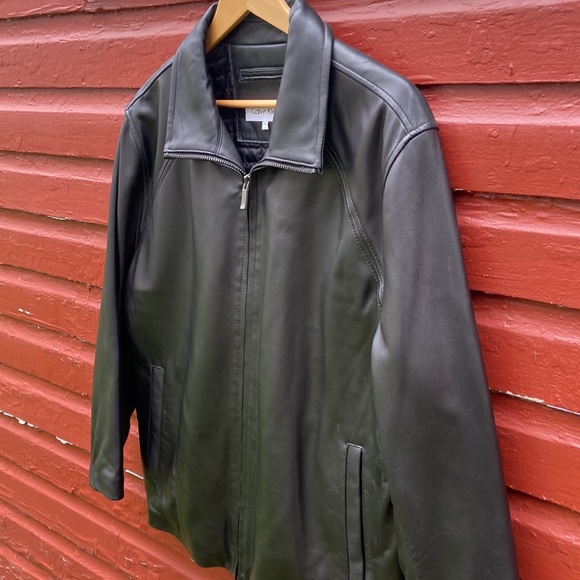 Calvin Klein Black Leather Jacket Fleece & Quilted Lining Men's Size M - Picture 14 of 15